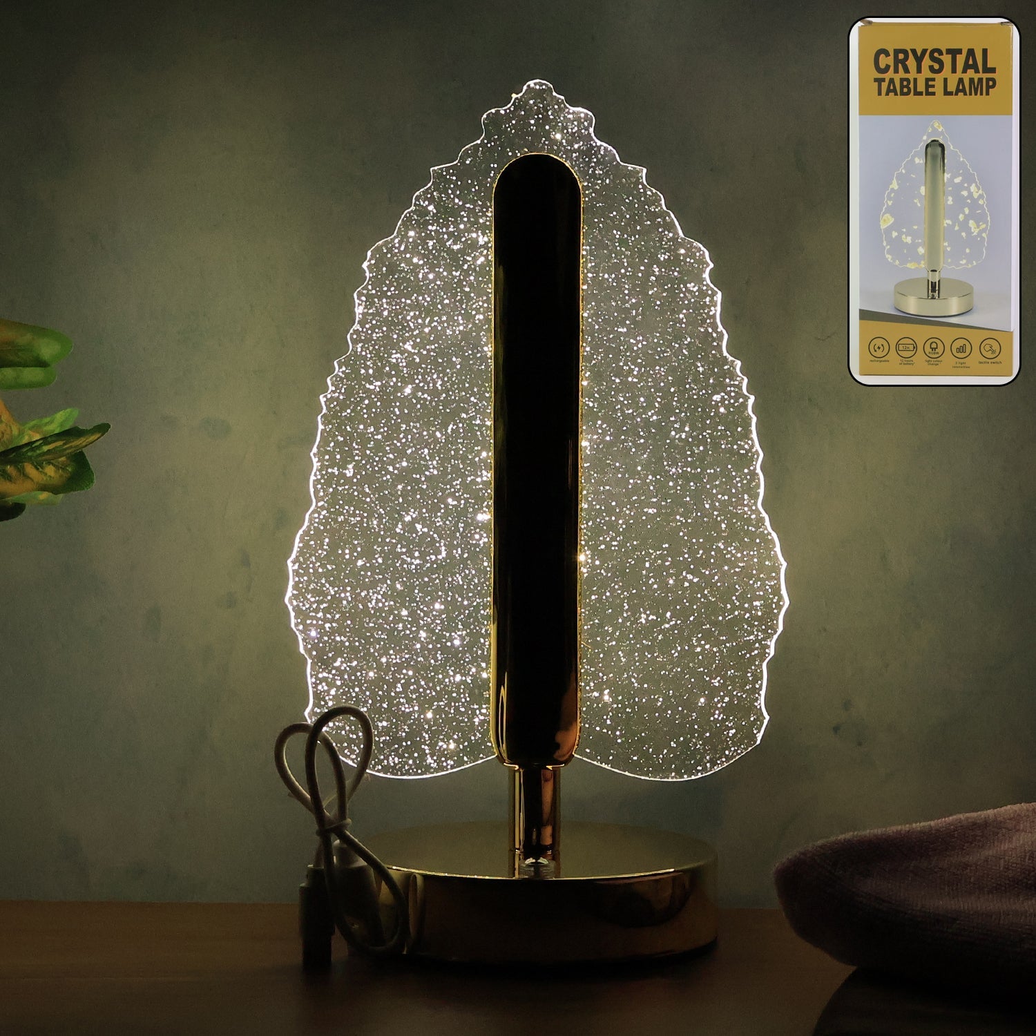 Premium LED Crystal Table Lamp with USB Power Premium LED Crystal Table Lamp with USB Power